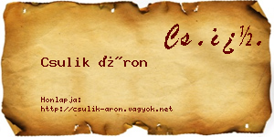 Csulik Áron névjegykártya